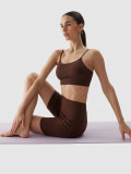 Șort de yoga cu uscare rapidă din materiale reciclate pentru femei - maro, 4F Sportswear