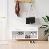 Bancă de pantofi, alb, 102x35x55 cm, lemn prelucrat, vidaXL