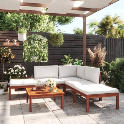 Gossi set mobilier gradina cu perne, 6 piese, crem lemn masiv acacia foto