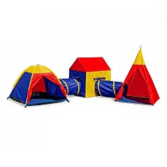 Set corturi de joaca 5 in 1 cu tunele si casuta, pliabil, pentru interior si exterior, multicolor Household NewTrend