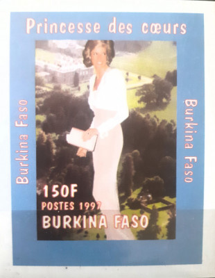 Burkina Faso 1997 Printesa Diana, Lady Diana bloc nedant. MNH foto