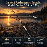 Lansetă Feeder pentru Pescuit, Model Dexter, 3,30 m, 120 g