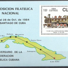 Cuba 1984 - expo, locomotiva, colita neuzata