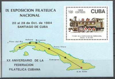 Cuba 1984 - expo, locomotiva, colita neuzata foto