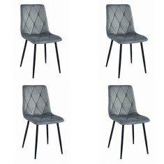Set 4 scaune bucatarie/living, Artool, Libra, catifea, metal, gri si negru, 44x40x88.5 cm foto