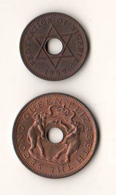 SV * Rhodesia + Nyasaland HALF PENNY 1959 + ONE PENNY 1958 UNC +luciu monetar foto