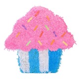 Pinata Briosa CupCake pentru Petrecere, Flippy, din Hartie Creponata si Carton, Pinata pentru Petreceri, 45 x 35 x 10 cm, Roz