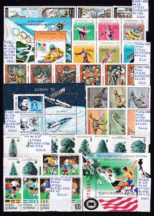 1994 Romania colectie serii si colite MNH