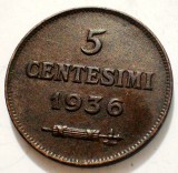 A.012 SAN MARINO 5 CENTESIMI 1936, Europa, Bronz