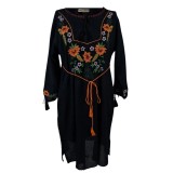 Rochie traditionala dama R, negru mahon/portocaliu , marimea 3XL
