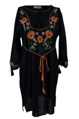 Rochie traditionala dama R, negru mahon/portocaliu , marimea L