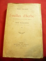 Walt Whitman -Feuilles d'herbe -Ed.II in lb.franceza 1922 Mercure de France