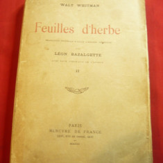 Walt Whitman -Feuilles d'herbe -Ed.II in lb.franceza 1922 Mercure de France
