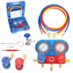 Manometru ?i kit de umplere pentru autoturisme ?i sta?ionare agent frigorific R134A in cutie de plastic G-1119 foto