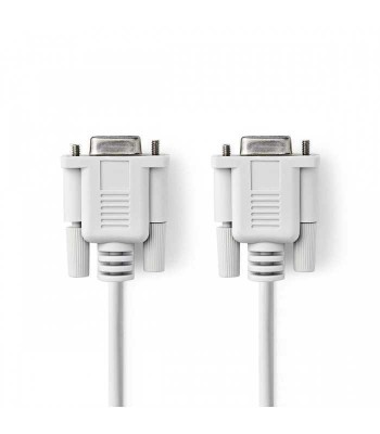 Cablu RS232 Null Modem D-Sub 9-pin serial mama - D-Sub 9 pini serial mama 2m ivory Nedis foto