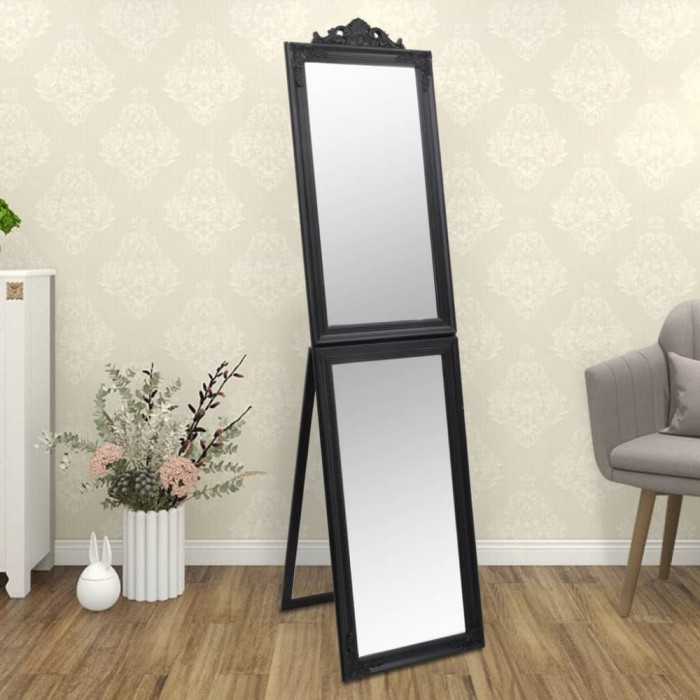 Oglindă de sine stătătoare, negru, 40x160 cm
