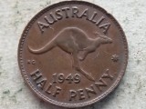 AUSTRALIA- &frac12; PENNY 1949, Australia si Oceania
