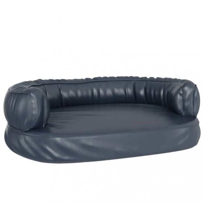 Pat de caini, spuma ergonomica, albastru, 75x53 cm, piele eco