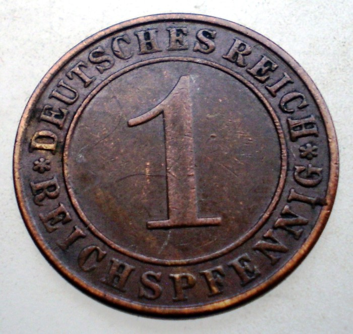 B.307 GERMANIA WEIMAR 1 REICHSPFENNIG 1936 A