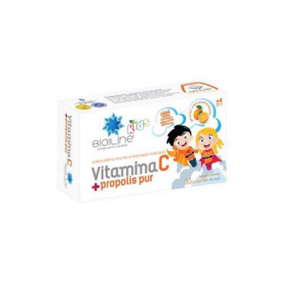 Vitamina C cu Propolis pentru Copii BioSunLine 30 comprimate Helcor foto