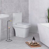 Suport pentru hartie igienica, metal si lemn, negru, model black wood, Sepio