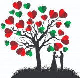 Sticker decorativ, Copacul Iubirii , Rosu, 60 cm, 7104ST