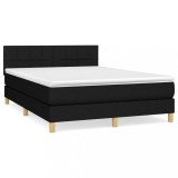 Cumpara ieftin Pat box spring cu saltea, negru, 140x200 cm, textil