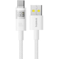 Cablu alimentare si date Baseus Display, Fast Charging Data Cable pt. smartphone, USB la USB Type-C 100W, braided, 2m, alb