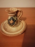 Suport lumanare/ sfesnic ceramica La Poterie Provence France 9.5 cm inaltime