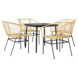 Cumpara ieftin Set de sufragerie de gradina 5 piese sticla maro din poli ratan