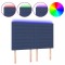 Tablie de pat cu LED, albastru, 144x5x118/128 cm, textil