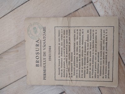 = BROSURA PERMIS DE VANATOARE 1934 foto