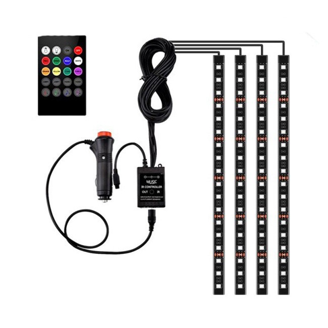 Set 4 benzi LED RGB, telecomanda, 32cm