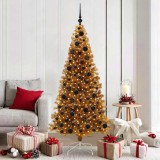 vidaXL Brad de Crăciun cu 300 LED cu suport Auriu 180 cm PET 3396626