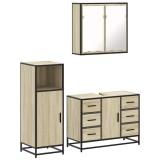 Cumpara ieftin Set mobilier de baie, 3 piese, stejar sonoma, lemn prelucrat