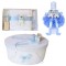 Set trusou botez, cutie trusou si lumanare, Ursulet, dantela bleu, Denikos&reg; 468