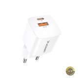 Incarcator Retea WZK CMWCW 20W 3A 1 x USB-A - 1 x USB-C Alb