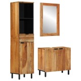 Cumpara ieftin Set dulap baie 3 buc. natural 38 x 33 x 160 cm
