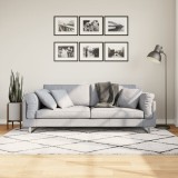 vidaXL Covor pufos &quot;PAMPLONA&quot; fire &icirc;nalte negru/crem modern 140x200 cm
