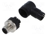 Conector M12 mufă tată 4 pini 125V 4A IP67 &icirc;n unghi pe cablu LUTRONIC