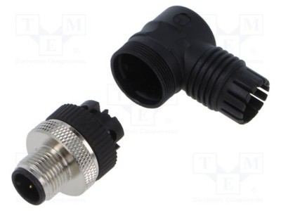 Conector M12 mufă tată 4 pini 125V 4A IP67 &amp;icirc;n unghi pe cablu LUTRONIC foto