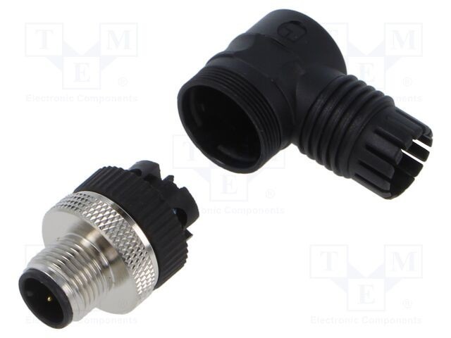 Conector M12 mufă tată 4 pini 125V 4A IP67 &icirc;n unghi pe cablu LUTRONIC