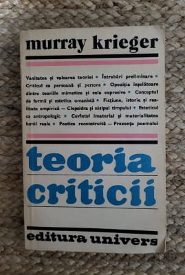 MURRAY KRIEGER - TEORIA CRITICII foto