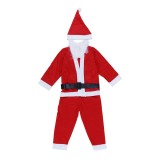 Costum mos craciun pentru baiat 1-3 ani, 5 piese polar, rosu