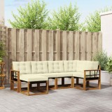 vidaXL Set de canapele de exterior cu pernă 6 pcs Natural și Crem 3368837