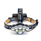 Lanterna Cap 8 LED, 90000LM, 2 Acumulatori 3.7V Li-Ion, 8 Moduri, Aluminiu, Unghi Reglabil 90&deg;, USB, Semnalizare, Alb Rece/Rosu