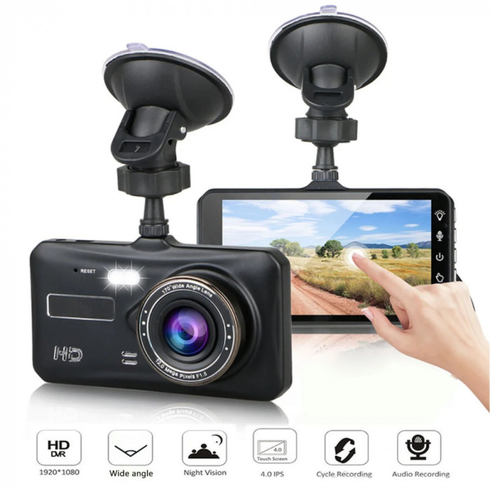 Camera Auto Dubla Fata si Spate , TSS-JT675, 1080P FHD, Ecran 4&quot;