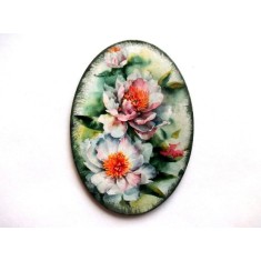 Magnet cu nuferi pe apa, magnet oval frigider pe lemn 40418
