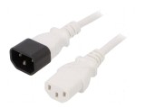 Cablu IEC C13 mamă - C14 tată 1,8m alb 10A 3x0,75mm2 PVC
