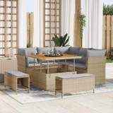 VidaXL Set de Canapea de Grădină , 8 Piese, Pernuțe Bej, Rattan Poliester și Acacia